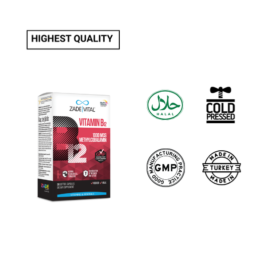 ZADEVITAL Vitamin B12 – 1000 mcg Methylcobalamin 30 Softgel Capsules - American Billal Nature Inc