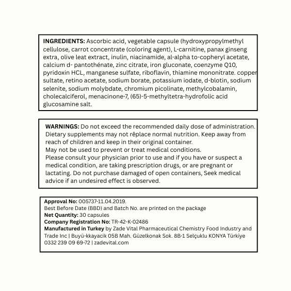 ZADEVITAL Multivitamin High-5 Adults – 30 Vegetable Capsules - American Billal Nature Inc